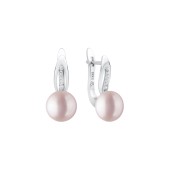 Cercei argint cu perle naturale roz pudra si pietre, cu tortita DiAmanti SK22234EL_L-G Cercei argint cu perle naturale roz pudra si pietre, cu tortita DiAmanti SK22234EL_L-G